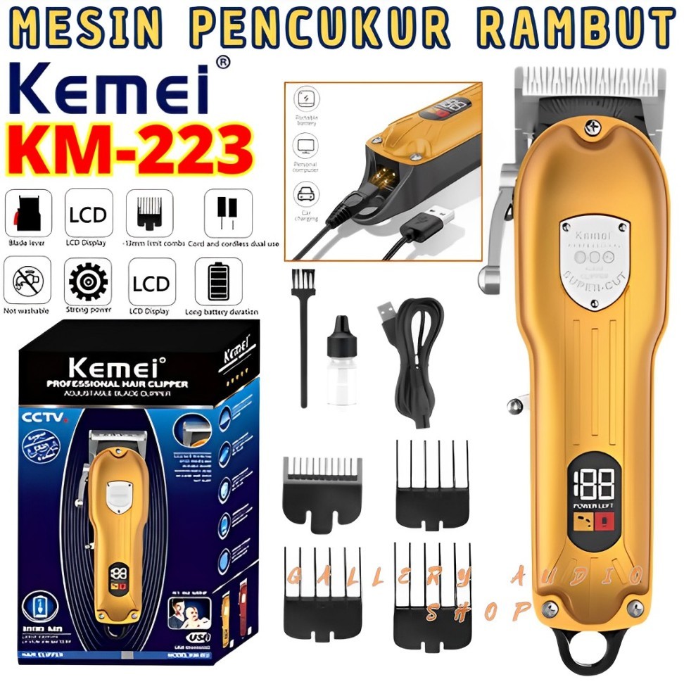 Alat Cukur Rambut Kemei KM-223 | Hair Clipper Profesional LED Display Kemei KM-223 Mesin Pencukur Ra