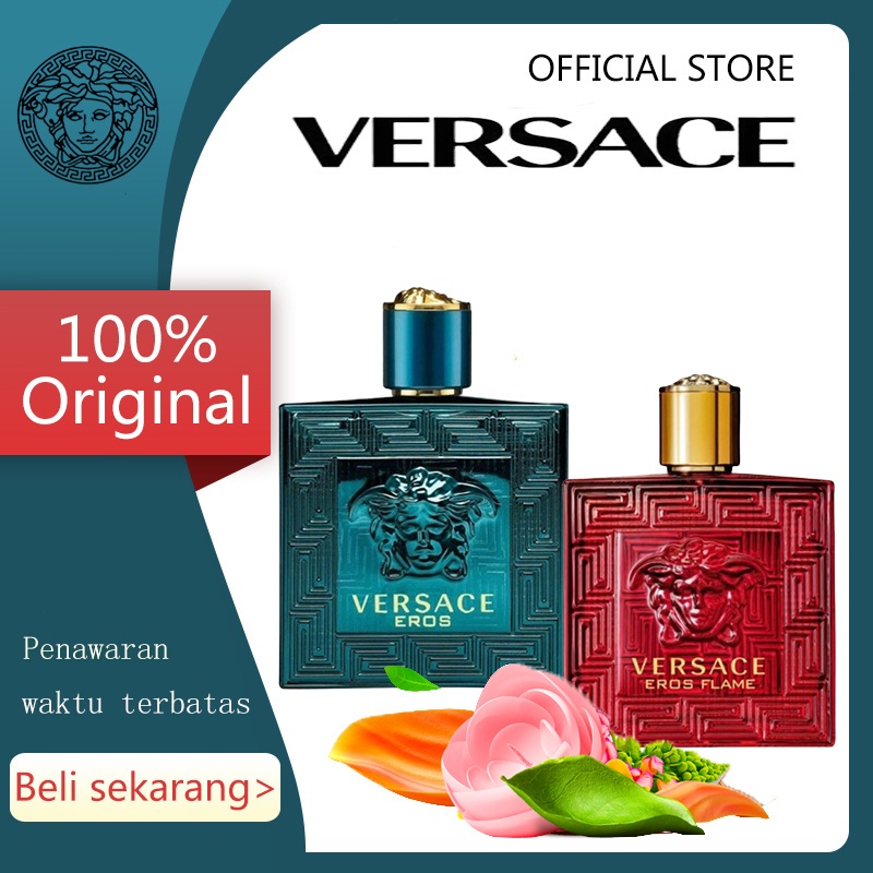 【OFFICIAL STORE 100% Original】Versace Eros Flame Wewangian Pria EDT/ Eros EDP 100ML