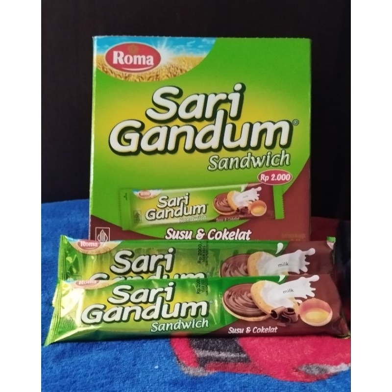 

ROMA Sari Gandum sandwich 1(box)susu dan coklat