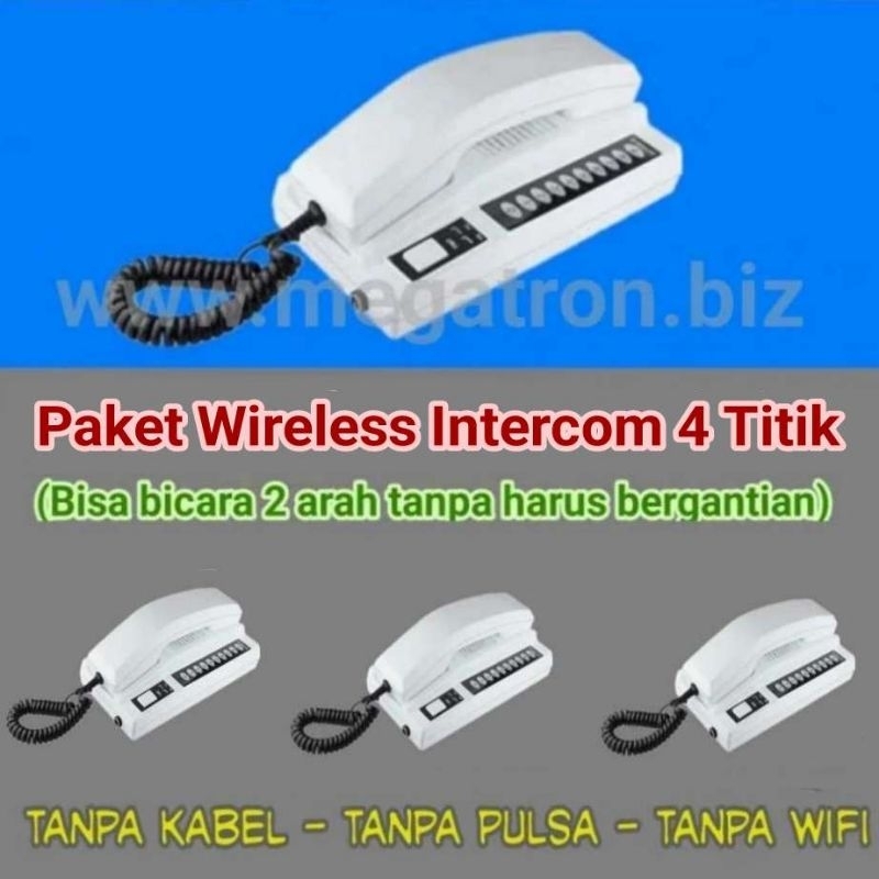 Paket Wireless Intercom 4 Titik (Komunikasi tanpa Kabel - bisa bicara tanpa harus bergantian)