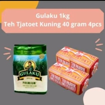 

Paket Gulaku 1kg + Teh Tjatoet Kuning 40 gram × 4 Pcs