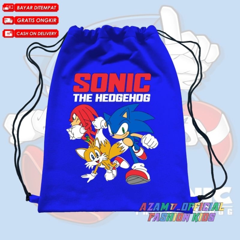 TAS SERUT STRING BAG ANAK SONIC THE HEDGEHOG FREE NAMA / TAS SERUT CORDURA ANAK SONIC THE HEDGEHOG