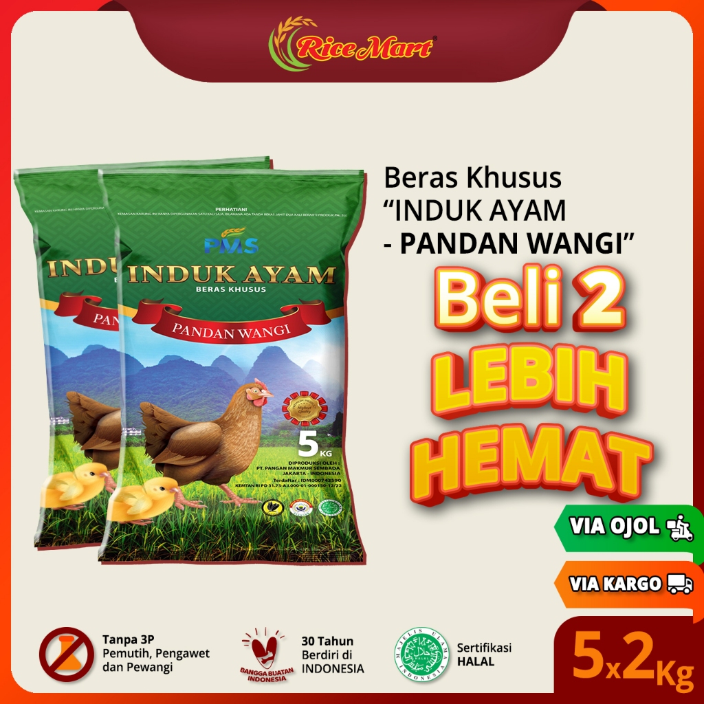 

[PAKET 2 PCS] Beras INDUK AYAM - PANDAN WANGI 5 kg - Beras Khusus - Wangi Pandan Wangi - Beras Kristal - Pulen Legit - Produk Indonesia