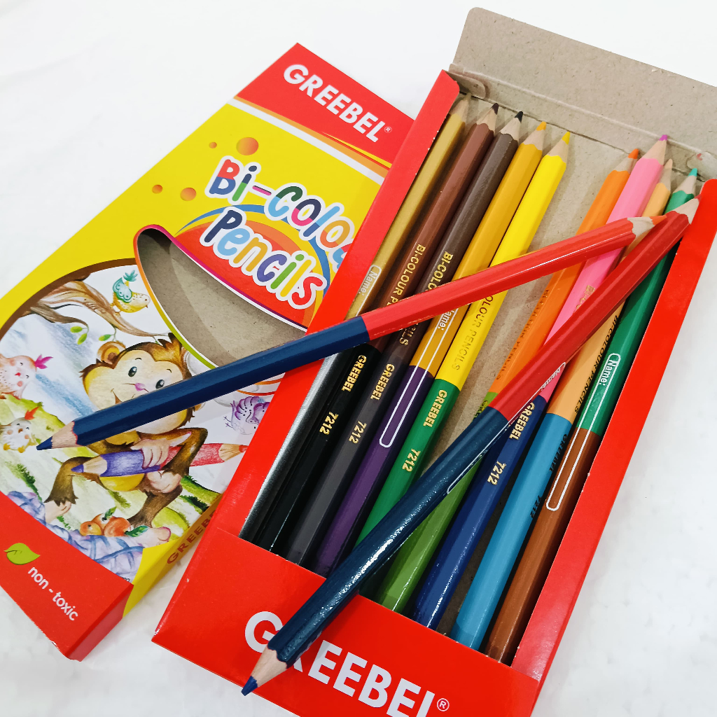 

PENSIL WARNA 2 SISI GREEBEL BI-COLOUR PENCILS 12 WARNA 7212 BOLAK BALIK