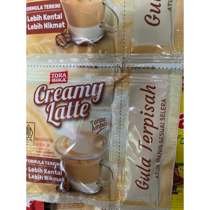 

kopi torabika creamy late gula terpisah eceran/grosir