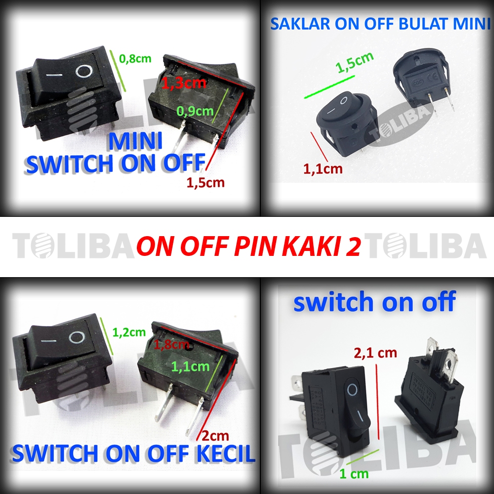 rocker saklar switch on off Kecil mini 2 pin 2 kaki on-off kotak hitam / saklar on off tipis 2 pin 2