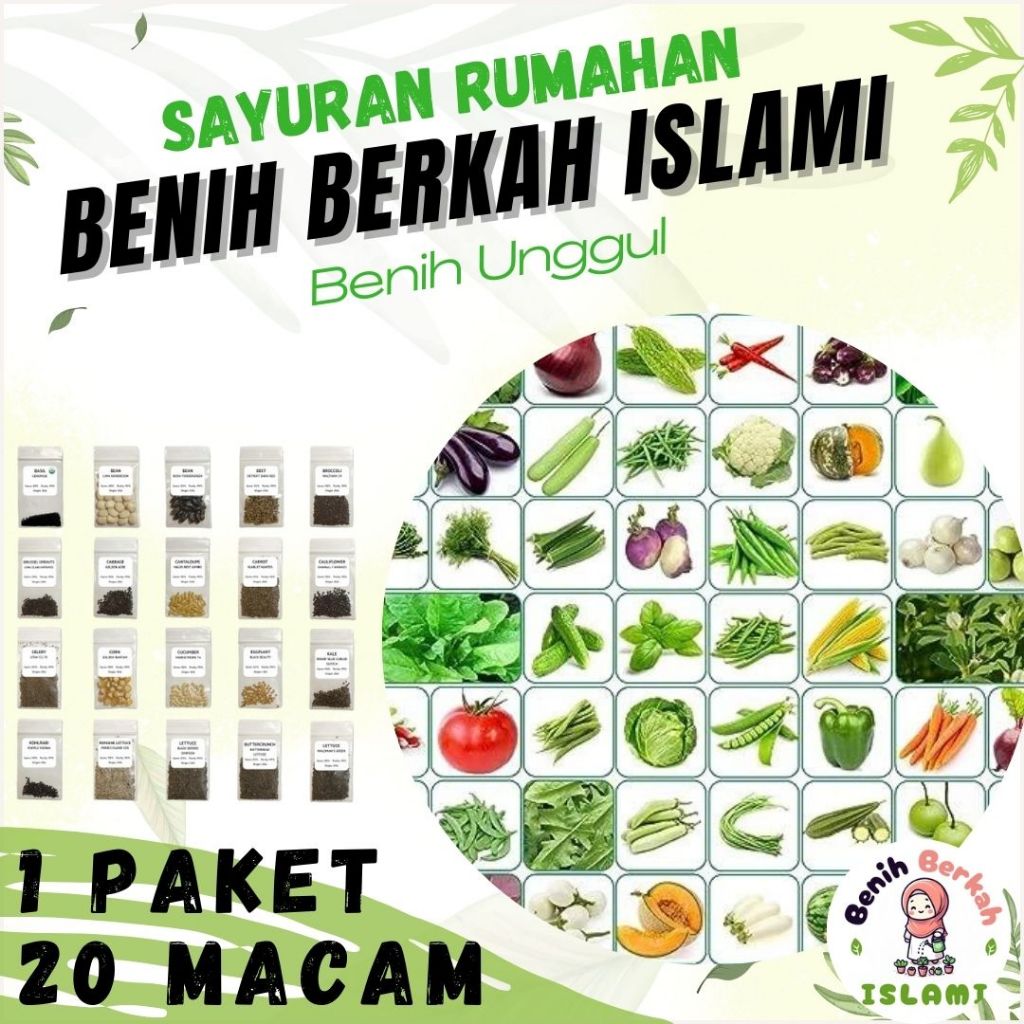 Paket 20 Macam Benih Sayuran Lengkap Tumbuh Panen Jenis Tanaman Berkualitas Bibit Sayur Terlengkap C