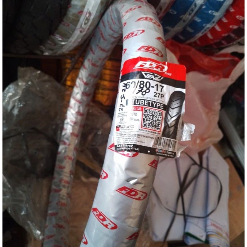 ban luar motor bebek fdr ring 17 60/80-17 non tubles