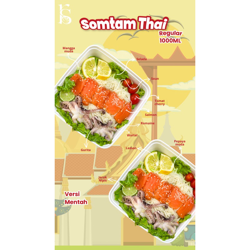 

Somtam/Salad thailand Saus Chumnan isi 5 &6 seafood(REQ TULIS DI NOTE)