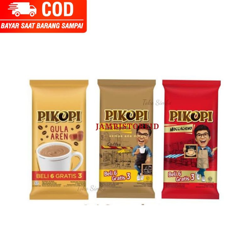 

(JAMBISTOREID) JAMBI LANGSUNG KIRIM Bubuk Kopi Pikopi All Varian 3in1 Kopimix Kopi Gula Aren Moccachino Mokacino 9pcs 9x20g 180gram Jambi