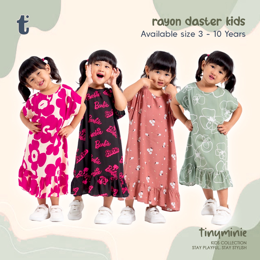 Daster Anak Perempuan Bahan Rayon Premium Umur 3-10 Tahun Dress Baju Anak Cantik Tinyminie