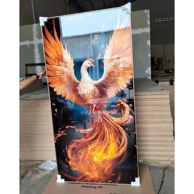 lukisan Porcelain Painting 5D Diamond Crystal lukisan gambar burung Phoenix