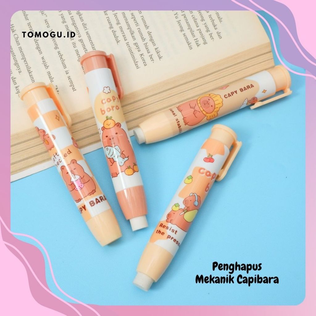 

Penghapus Mekanik Depressible ER-1457 Cappybara Mechanical Eraser Lipstick Hapusan Cetek Lipstik