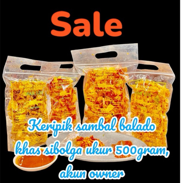 

Termurah keripik sambal sibolga ukuran 1/2kg cap teri mak lin