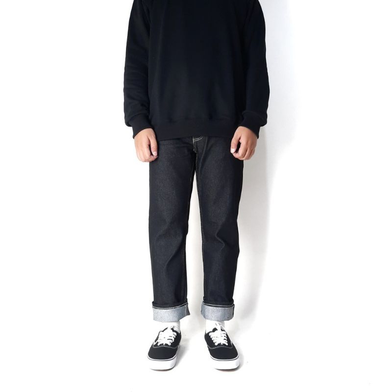 DENIM SELVEDGE ACCENT 14 oz WHITE LINE BLUE INDIGO RAW DENIM REGULER FIT