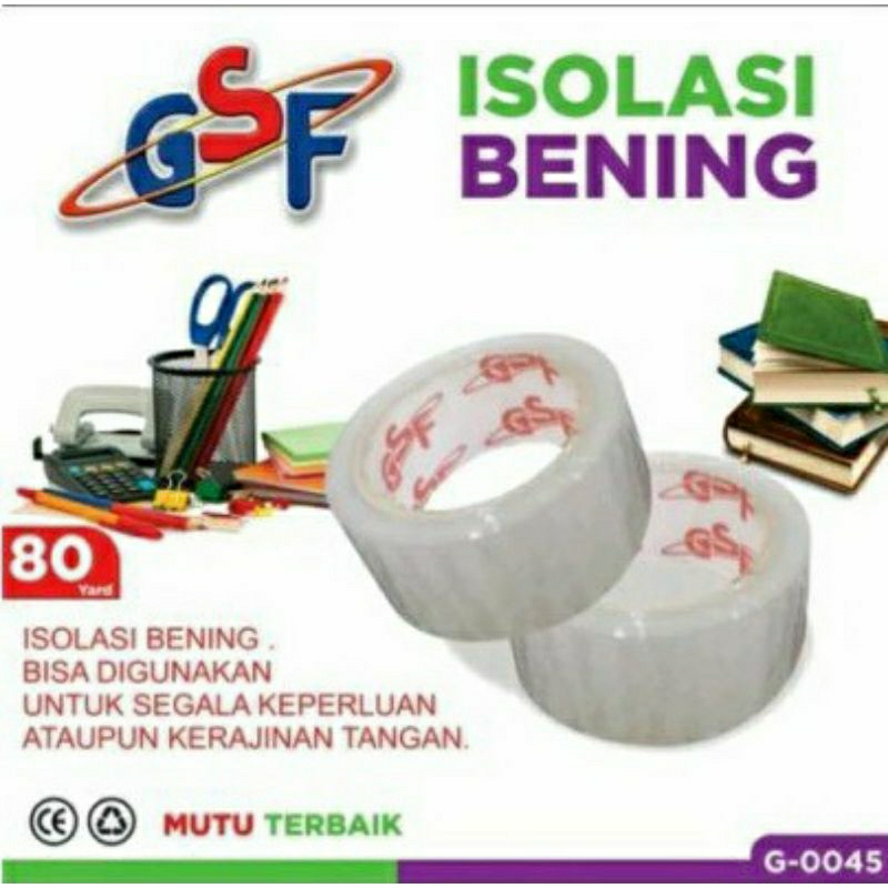 

#MAU# Isolasi Bening GSF G-0045 Lakban Dus Packing 45mm×80Y Solasi Selotip Serbaguna