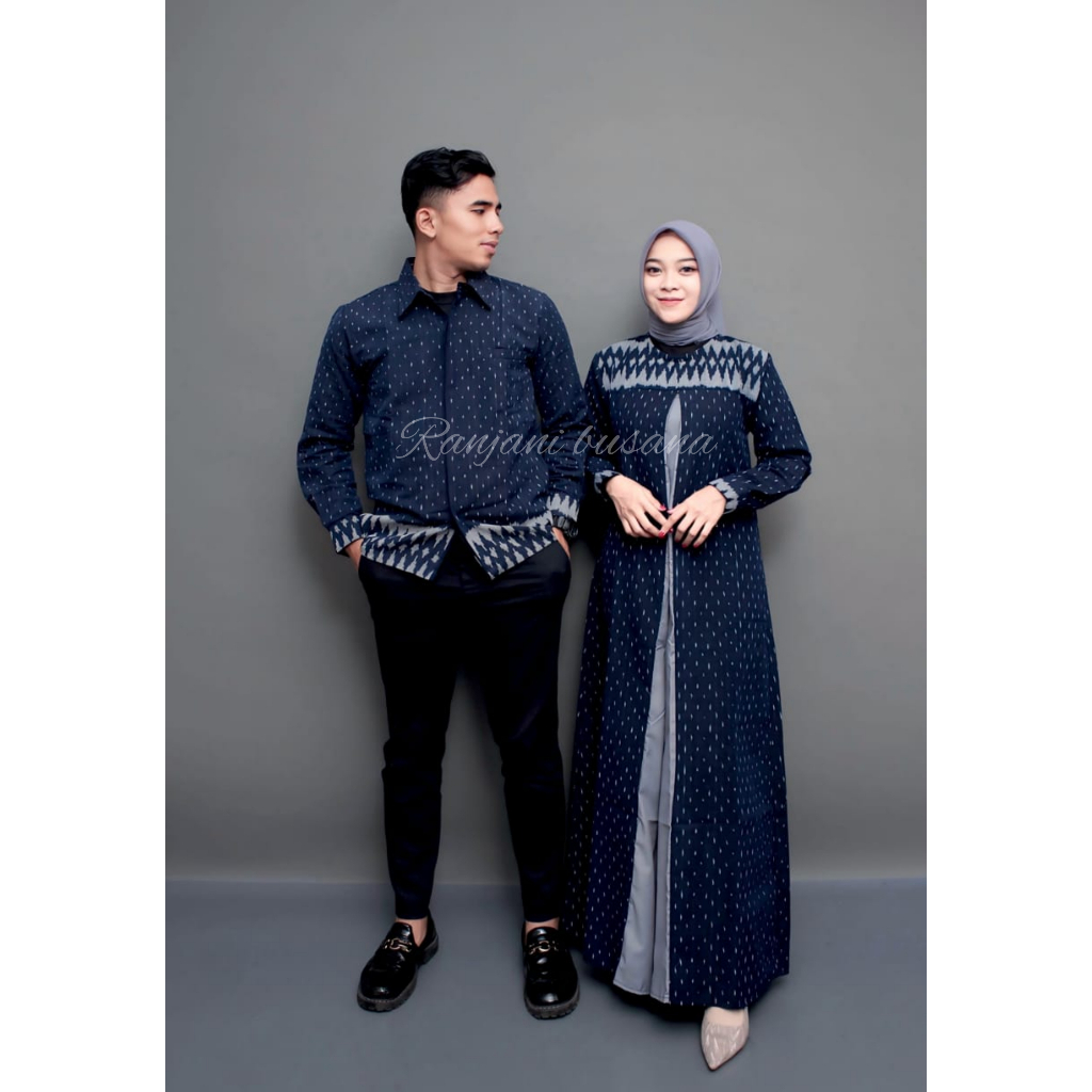 BAJU TENUN COUPLE GAMIS LATIFA NAVI BAJU COUPLE PASANGAN DRESS KONDANGAN SIMPLE ELEGAN BAJU SERAGAM