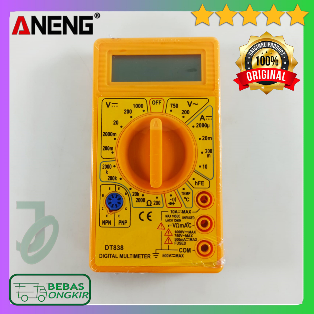 AVO Meter Digital Multimeter AC DC Voltage Tester Resistance Diode ANENG DT838