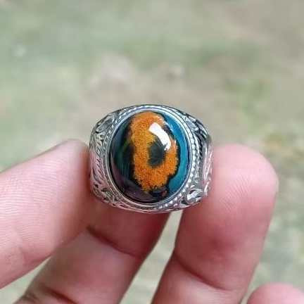 Batu Cincin Akik Bacan Kembang Antik Unik Super Kristal Size Kantoran