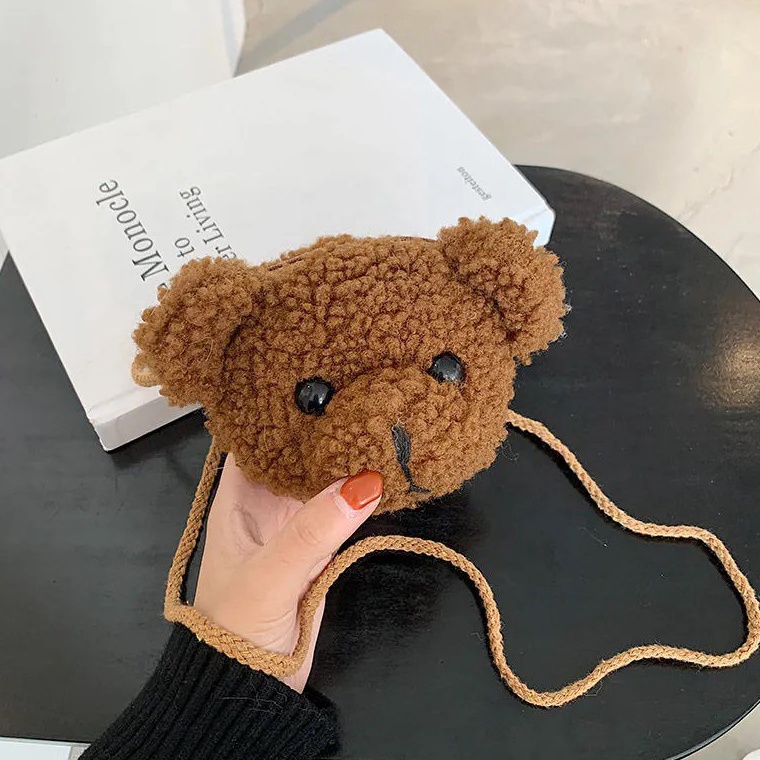 Sedang Populer Grosir Tas Selempang Boneka Mini Tas Wanita Teddy Bear Mini Selempang Bulu