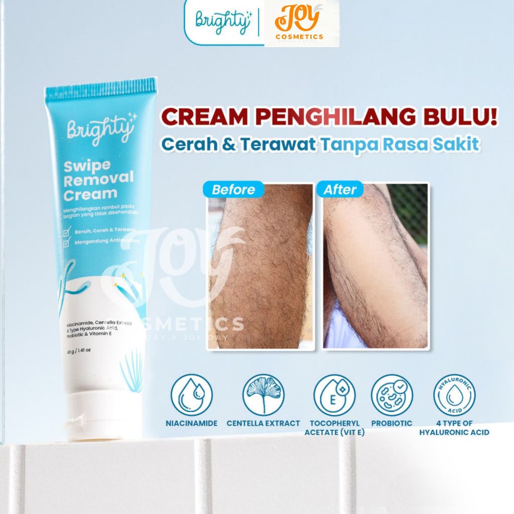 Brighty Swipe Removal Cream Waxing Ketiak Perontok Bulu Permanen Pencukur Bulu Sugar Wax Hair Remova