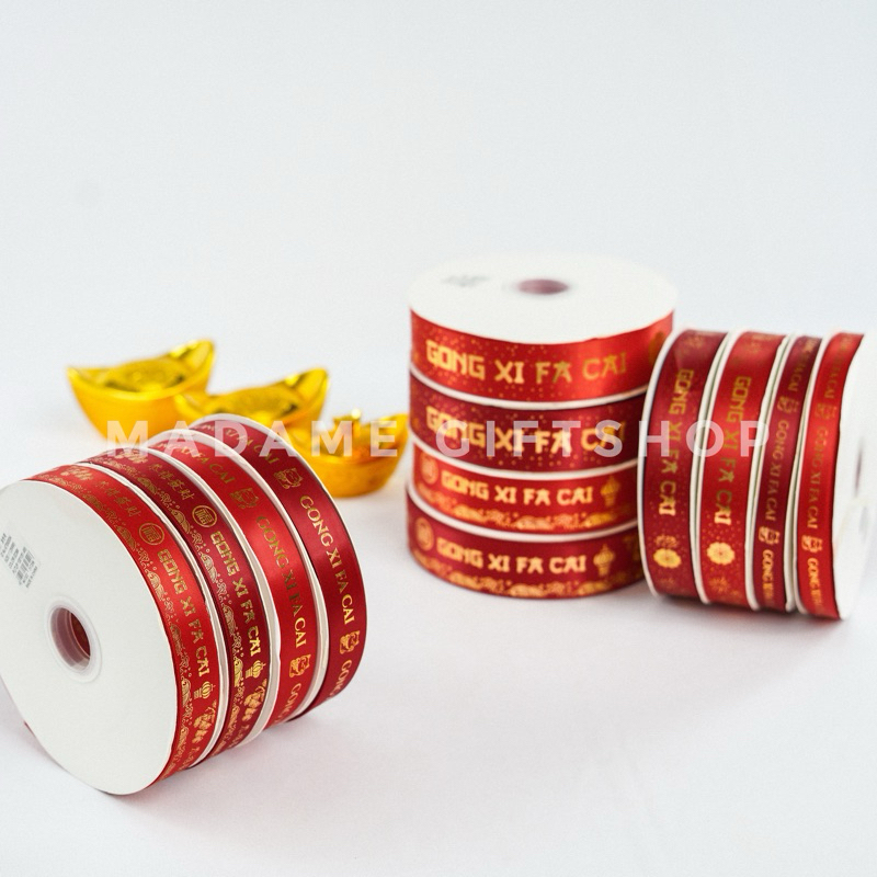 

Pita Imlek Gong Xi FA CAI Premium Quality 2,5CM dan 4CM Pita Imlek Fu Pita Chinese New Year ( 1 ROLL 100 YARDS )