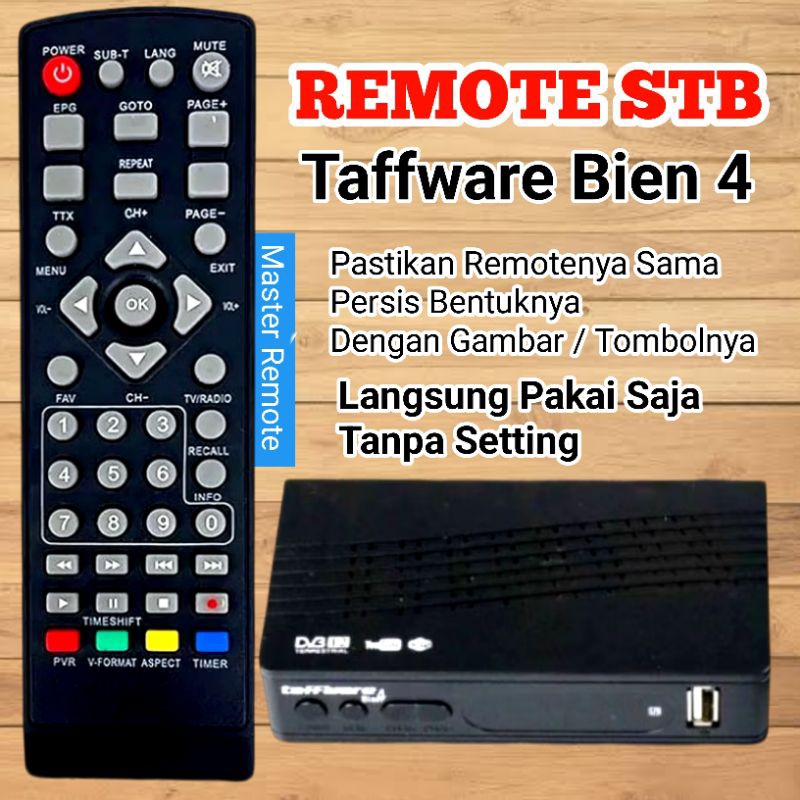 Remote Remot STB Taffware Bien 4 set top box langsung pakai tanpa setting