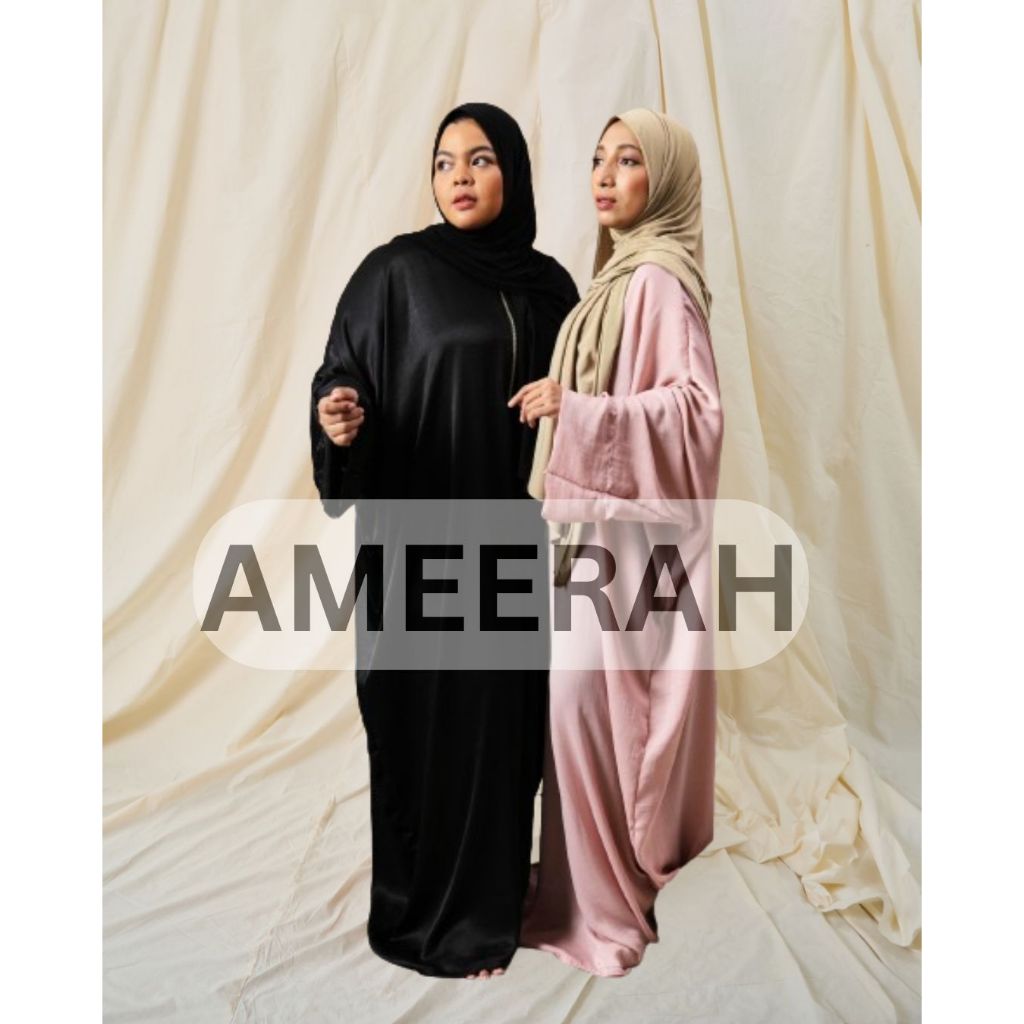 Abaya AMEERAH Satin Silk Oversized - Gamis Dress Lebaran Muslimah