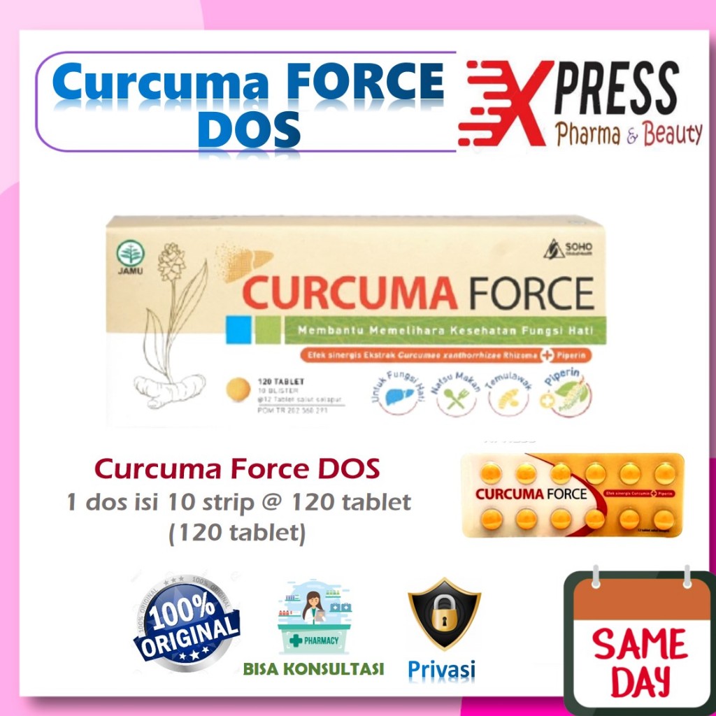 XPRESS  DOS Curcuma FORCE isi 10 strip @ 12 strip FCT kurkuma Force Temulawak