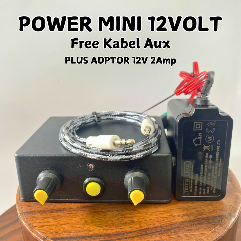 Power Ampli Mini 12v Stereo 2 Potensio Amplifier Class D + Adaptor 12 volt 2 Ampere PAM8610