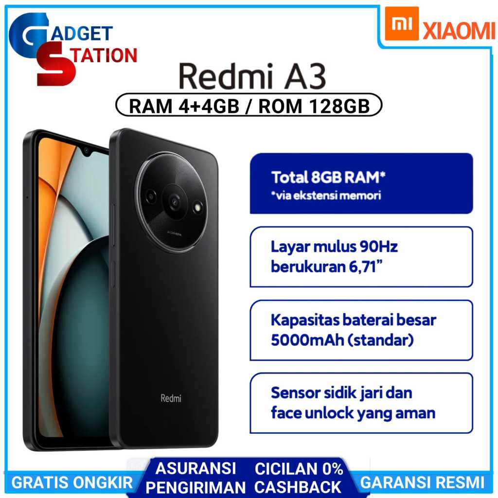 HP XIAOMI REDMI A3 RAM [4/128GB] ORIGINAL GARANSI RESMI INDONESIA