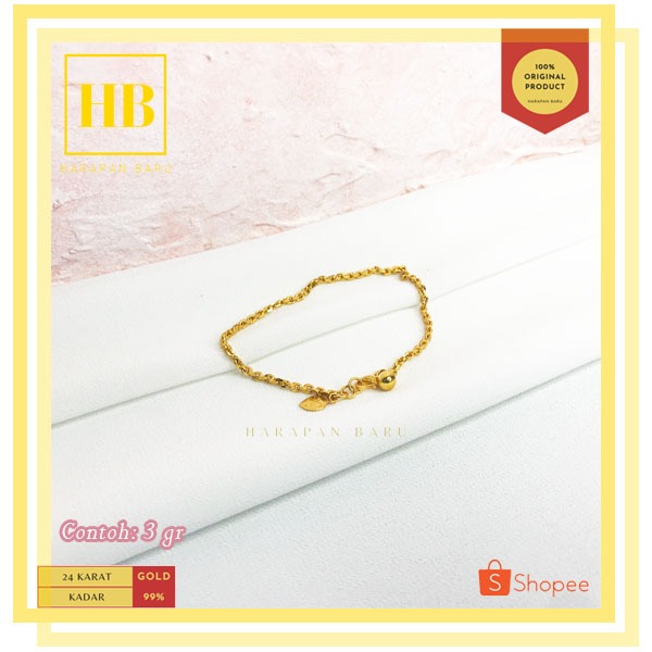 Gelang Emas 24 Karat 99% - Bracelet 1 | Gelang Kawin, Gelang Berbagai Tipe