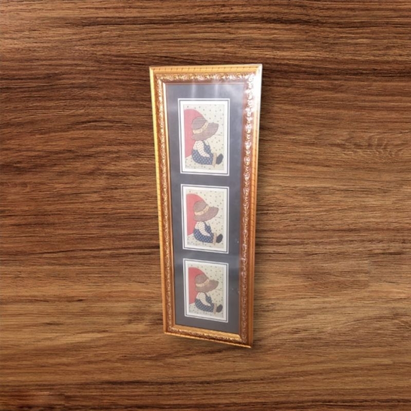 Bingkai/frame/pigura foto 5RP/3R susun 3 vertikal(15x50) motif ukiran. Lebar PROFIL frame 3cm.(FREE 