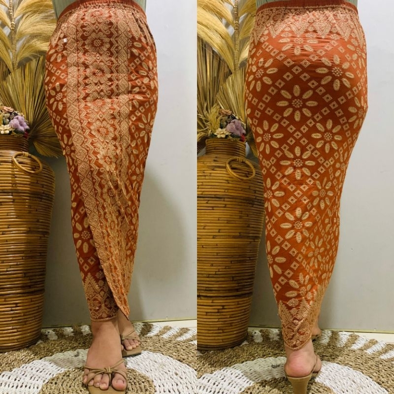 Kamen jadi bordir premium motif jumputan matahari benang gold katun strait by creative kebaya bali