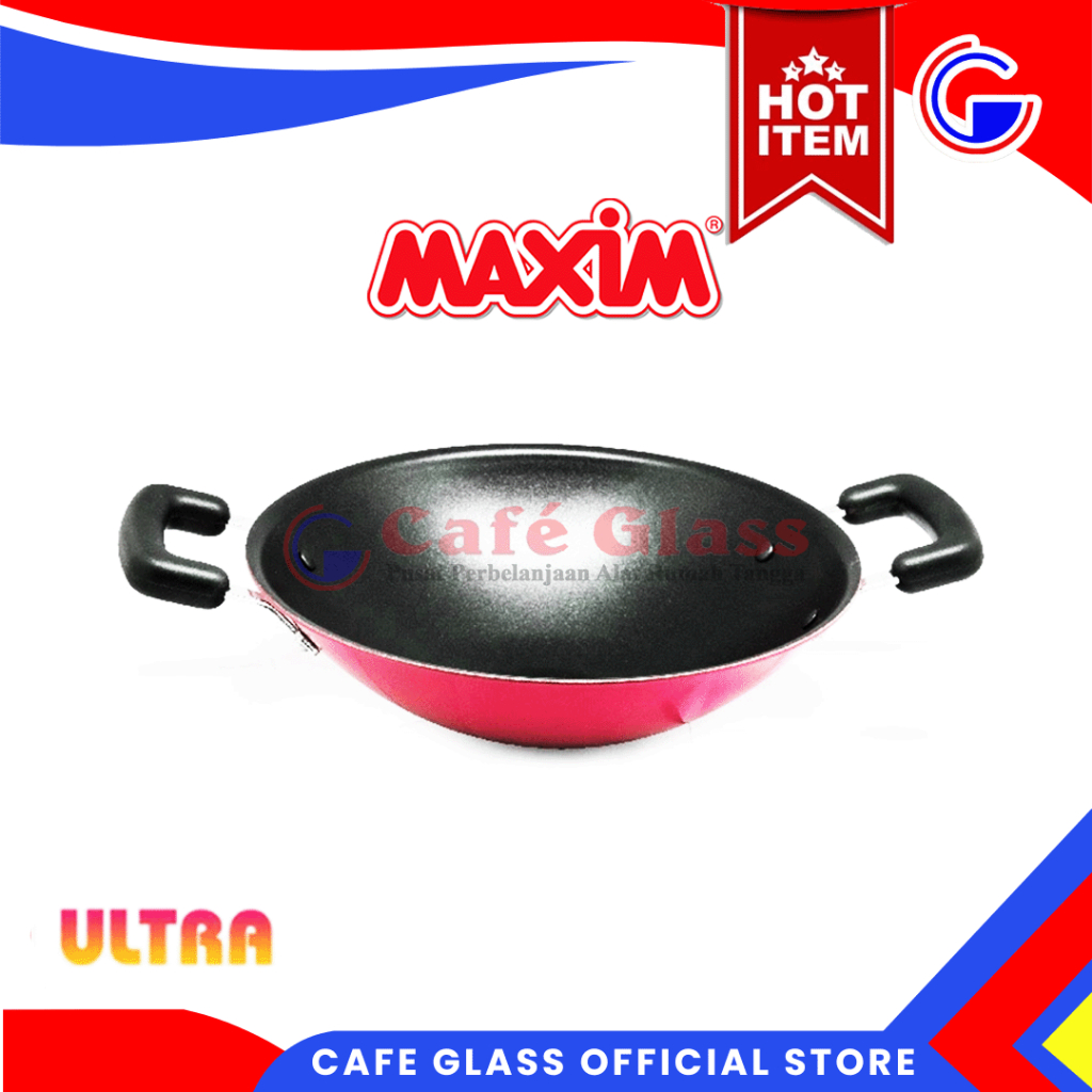 Wajan Maxim Ultra Pink 26Cm - Wok Penggorengan Nonstick / Teflon Anti Lengket Untuk Kompor Gas / Waj