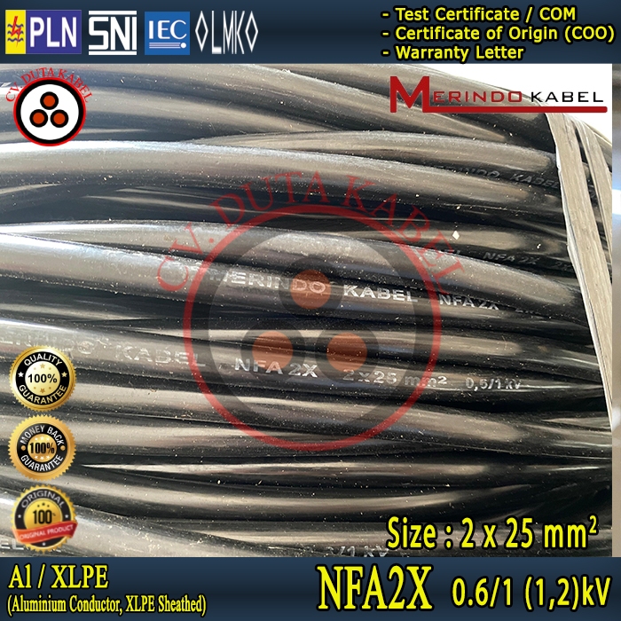 Kabel NFA2X 2x25 mm2 MERINDO /Twisted Cable/Kabel Udara/Kabel TC/Kabel SR/2 x 25 mm2