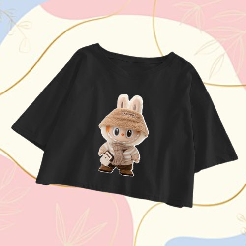 BAJU KAOS CROP TOP OVERSIZE LABUBU VIRAL TERLARIS / CROP TOP WANITA/REMAJA
