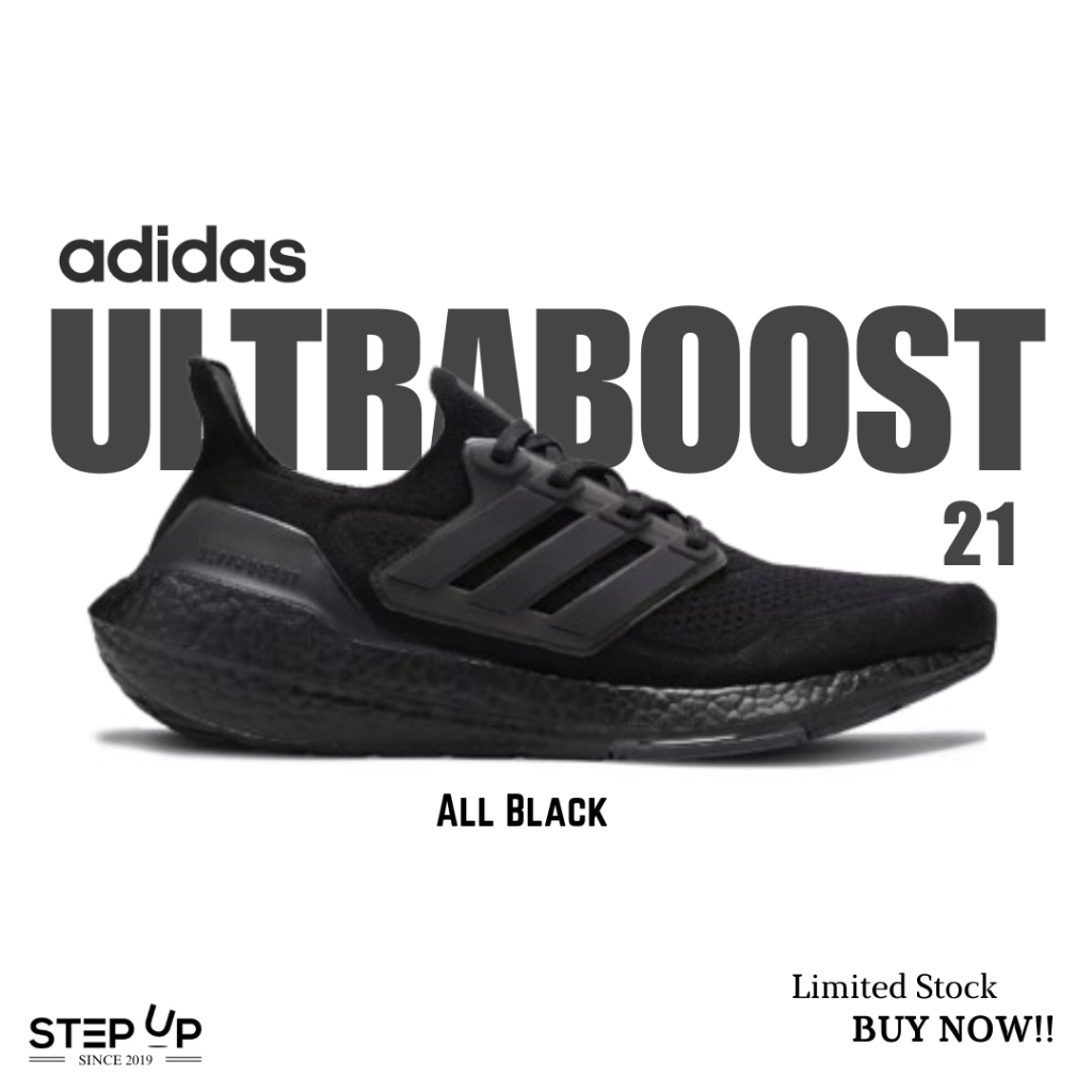Sepatu Running Adidas Ultraboost 21 All Black BNIB 100% Authentic