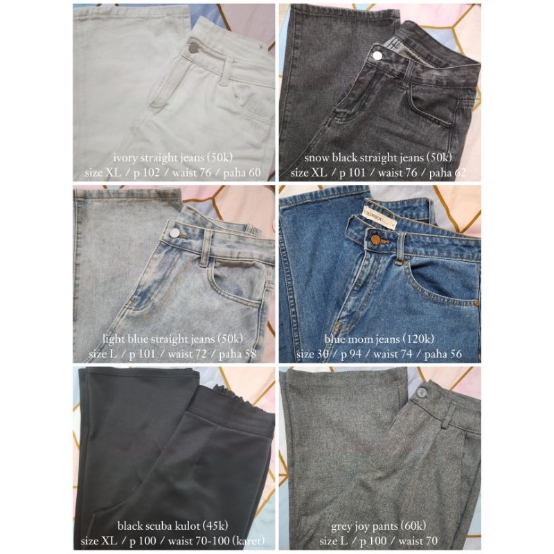 celana denim straight pants mom jeans lulu jeans colorbox joy pants asoka kulot scuba preloved
