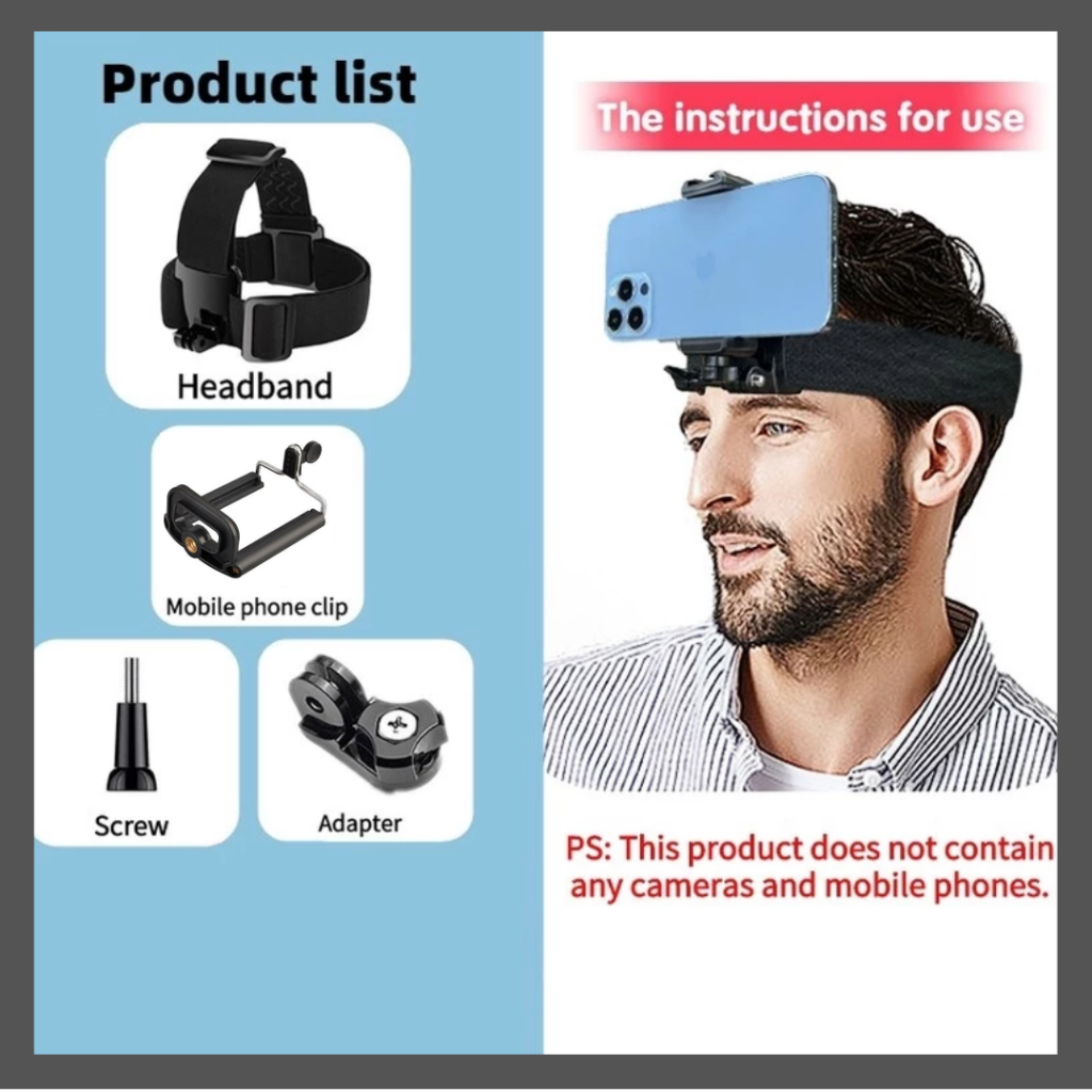 Head Strap Band For Handphone And Camera Go Pro | Holder Hp di Kepala untuk Phone dan Kamera GoPro