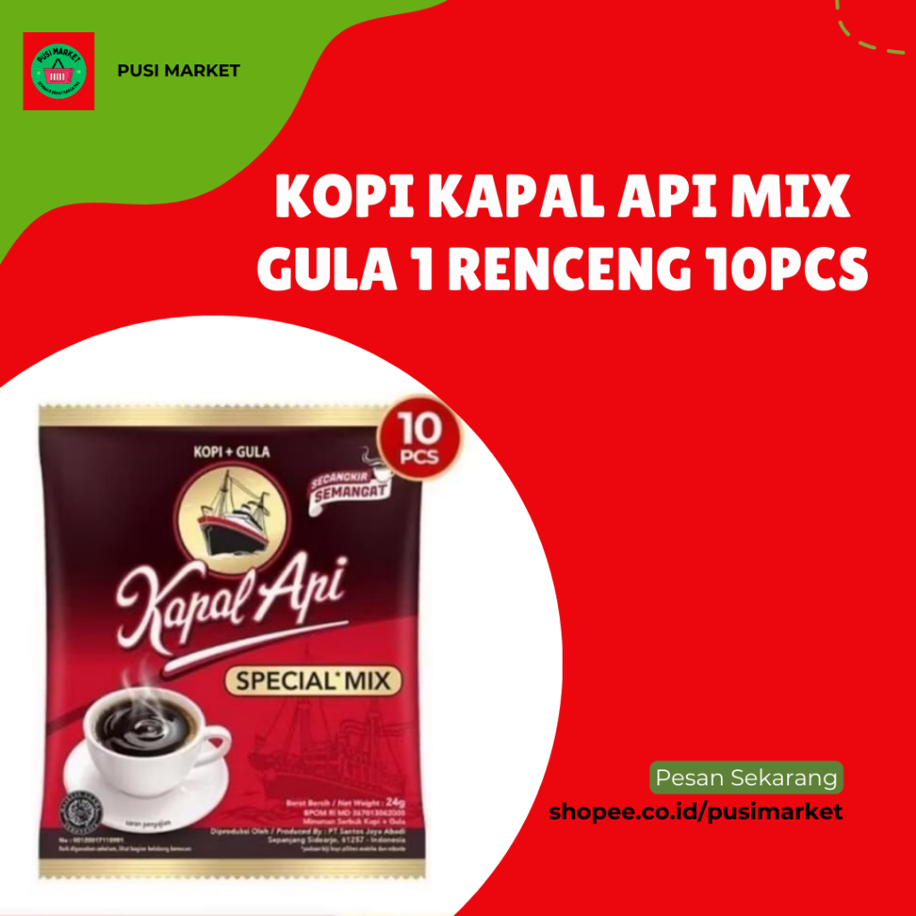 

PM Kopi Kapal Api Mix Spesial Gula / Kopi Kapal Api Spesial Mix 25gr 1 Renceng Isi 10Pcs