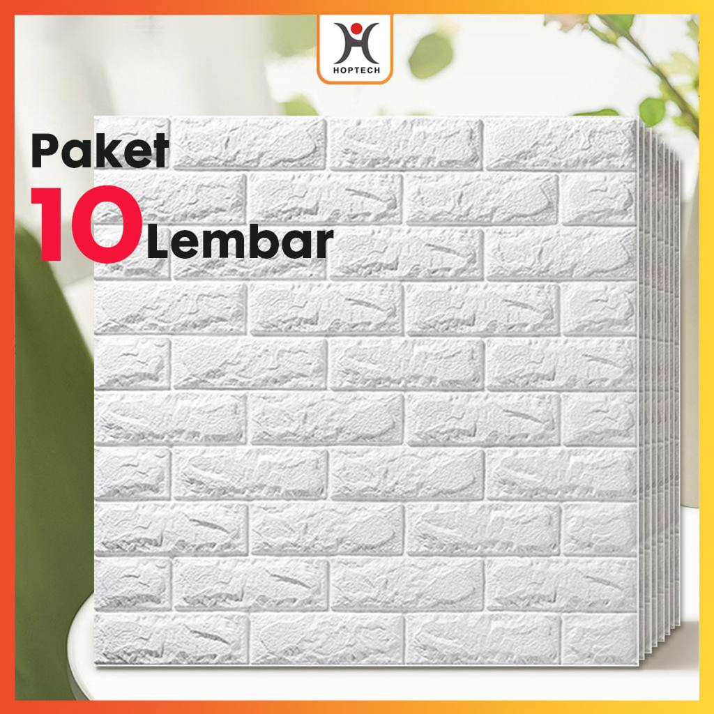 promo hoptech - paket 10 pcs wallpaper dinding 3d foam bata timbul 3d bata classic brick putih