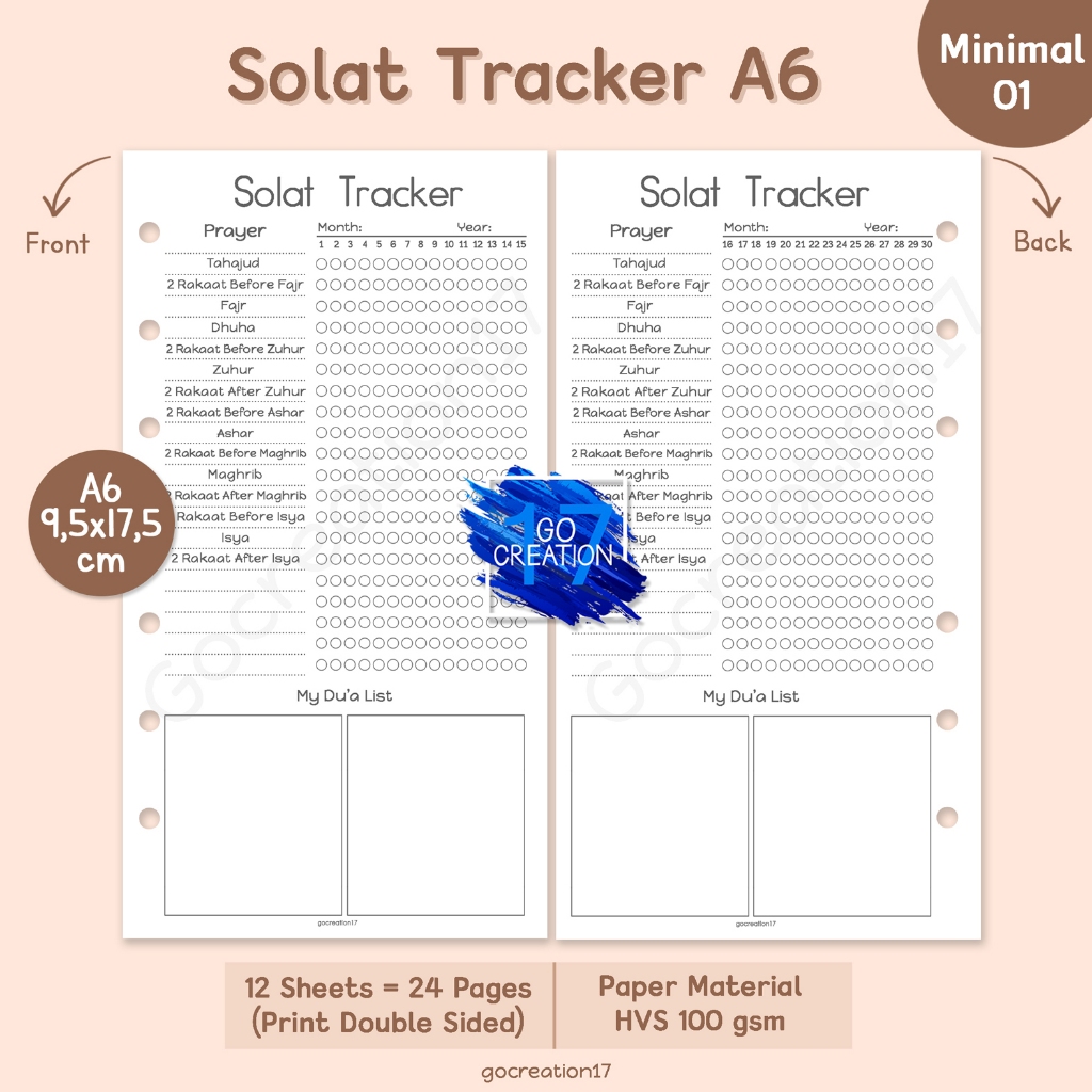 

Buku Planner Refill Kertas Isi Binder Sholat Tracker Ibadah Muslim Simple Minimalis A6