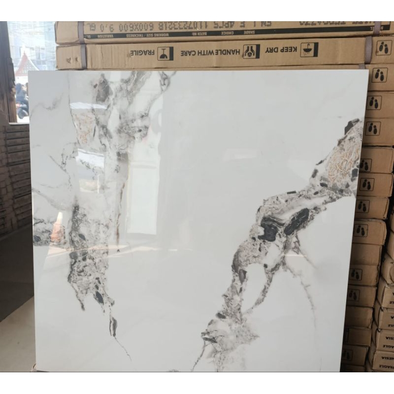 GRANIT LANTAI 60X60 PUTIH MOTIF SIVA GOLD