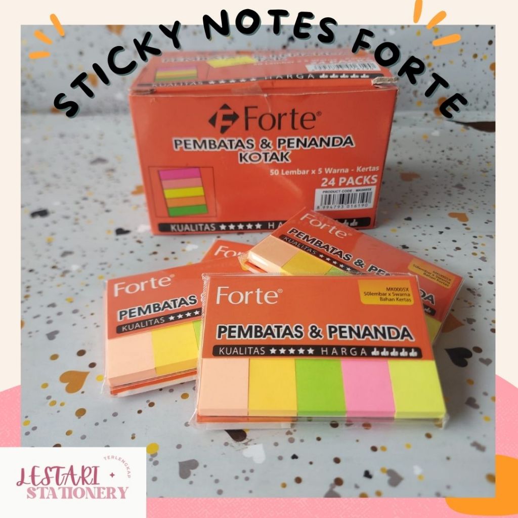 

Sticky Note Forte Warna Warni | Memo Pad Forte MK0005X | Penanda Buku | Lestari Stationery