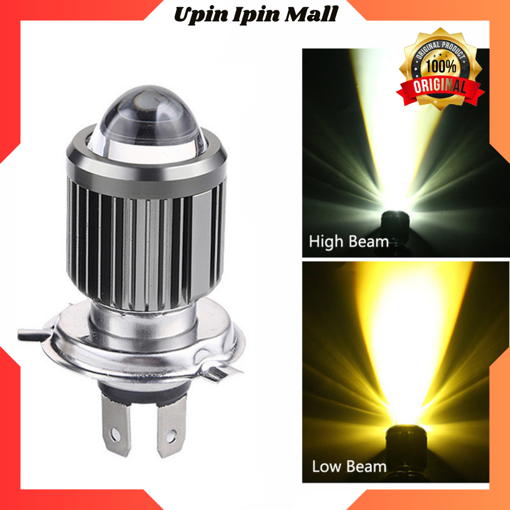 Lampu Depan Sepeda Motor H4 Lampu LED Motor 2 Warna Putih/Kuning Lampu Motor Low High Beam DC 9-85V