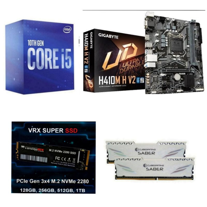 Paket Processor Intel Core i5 10400 / i5 10400F Box Gen 10 Motherboard Gigabyte H410 LGA 1200 NVME