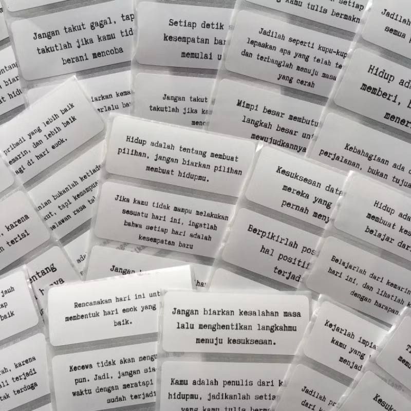 

[ ] 60pcs/pack QUOTE STICKER / Quote Indonesia / Sticker quotes / quote aesthetic / Sticker journaling / jurnal sticker / deco sticker / sticker kata mutiara / sticker kata penyemangat