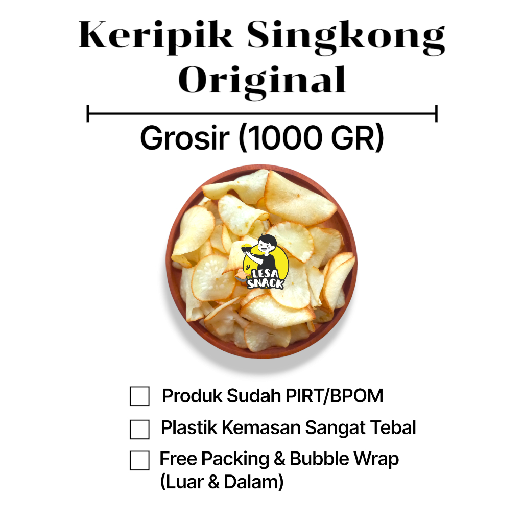 

Keripik Singkong Original Snack Kiloan Rasa Gurih & Renyah Kemasan 1 KG