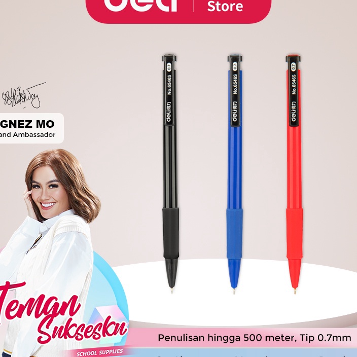 

STOK SEDIKIT Deli Ballpoint Pen Pulpen Bolpoin Retracable 7mm Dapat Menulis Hingga 5 Meter 6546S